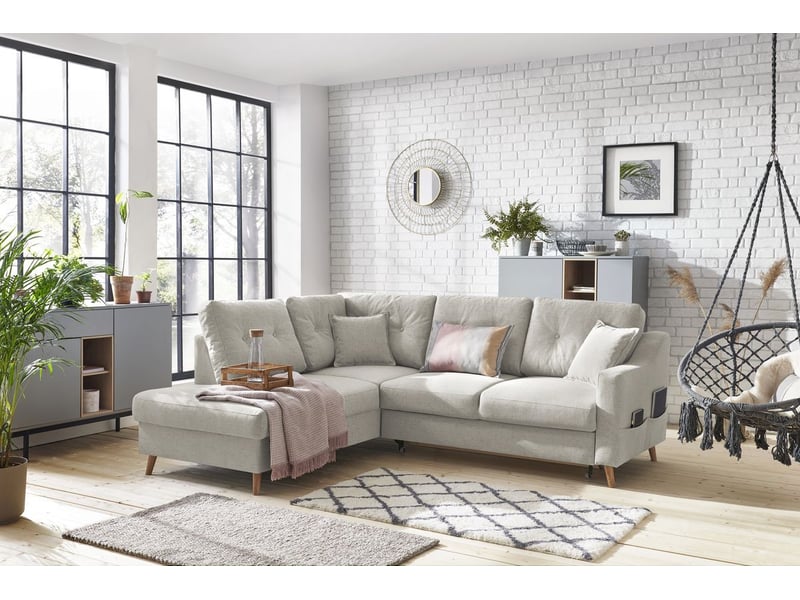 Bobochic canapé d'angle l convertible sweden beige angle gauche SWEDEN - Conforama B