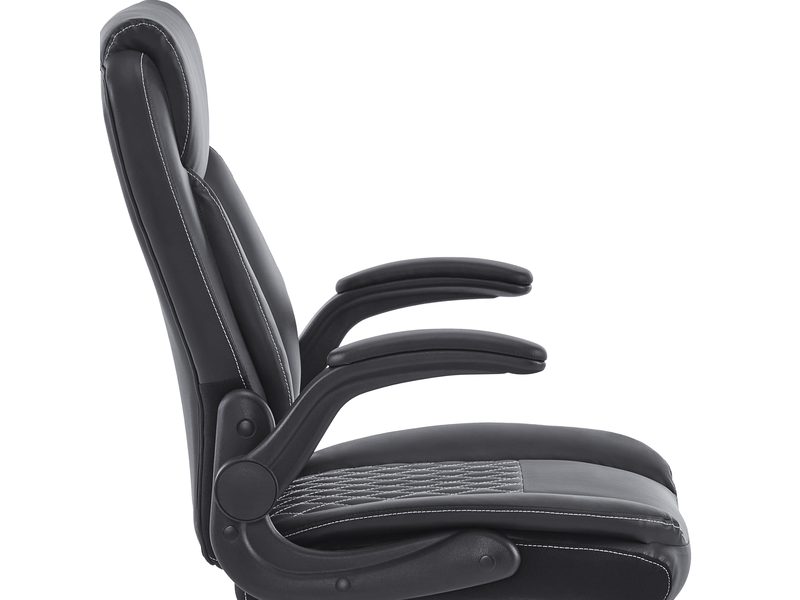  Fauteuil de bureau ergonomique en similicuir noir avec accoudoirs relevables  - Conforama E