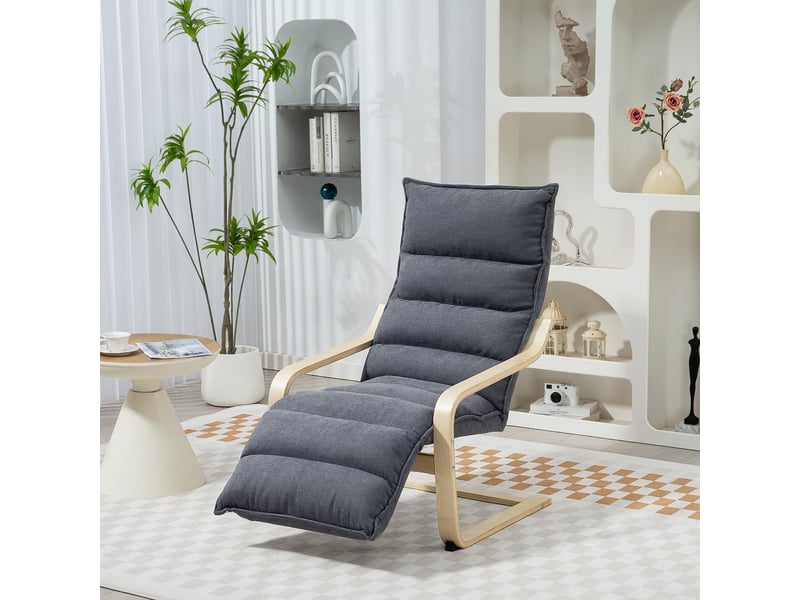  Fauteuil salon velours avec repose-pieds réglable gris foncé  - Conforama D