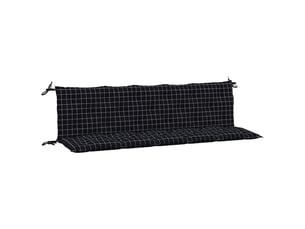 Lot de 2 coussins de banc de jardin, coussins d'assise motif à carreaux noir cf58664