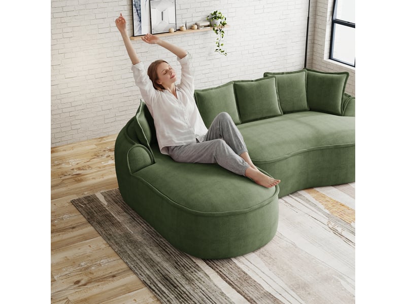 Canapé 4 places droit en tissu vert, largeur 320 cm, sans structure rigide W3325S00296 - Conforama D