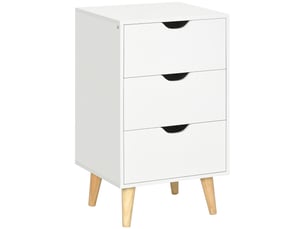 Table de chevet table de nuit avec 3 tiroirs, style scandinave pour chambre à coucher, salon, blanc, 40 x 35 x 68,5 cm