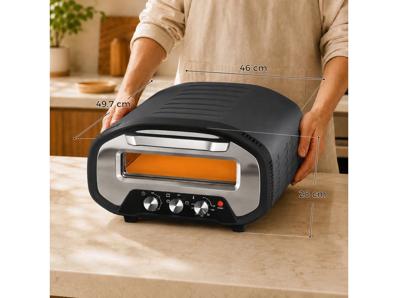 Four à pizza électrique d'intérieur 2200 w jusqu'à 430°c, pierre en céramique ø30,5 cm, minuteur 60 min, noir - Conforama C