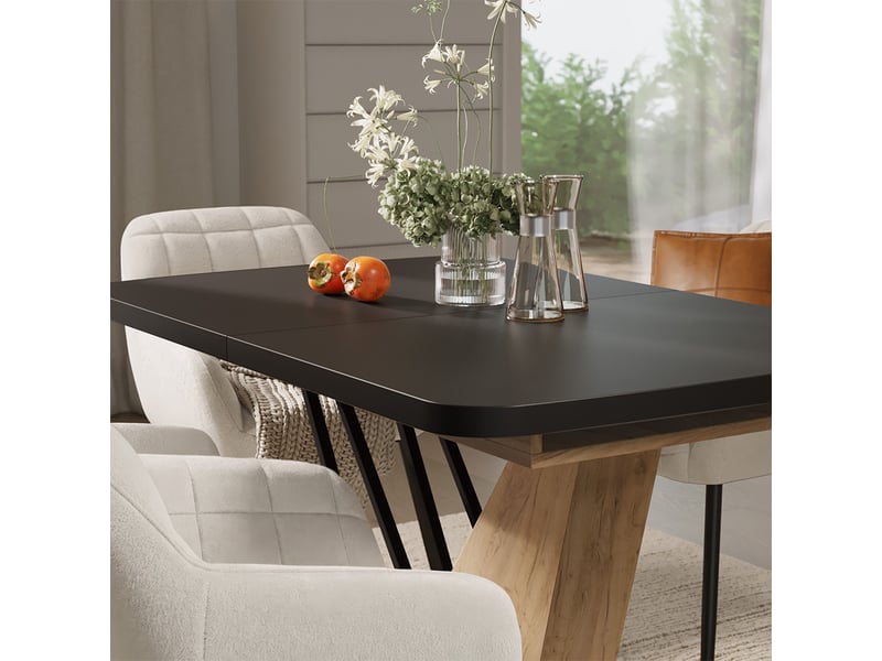  Vicco ensemble de table à manger, noirchêne de force doré, 120x80cm avec 4 chaises de salle à manger  - Conforama D