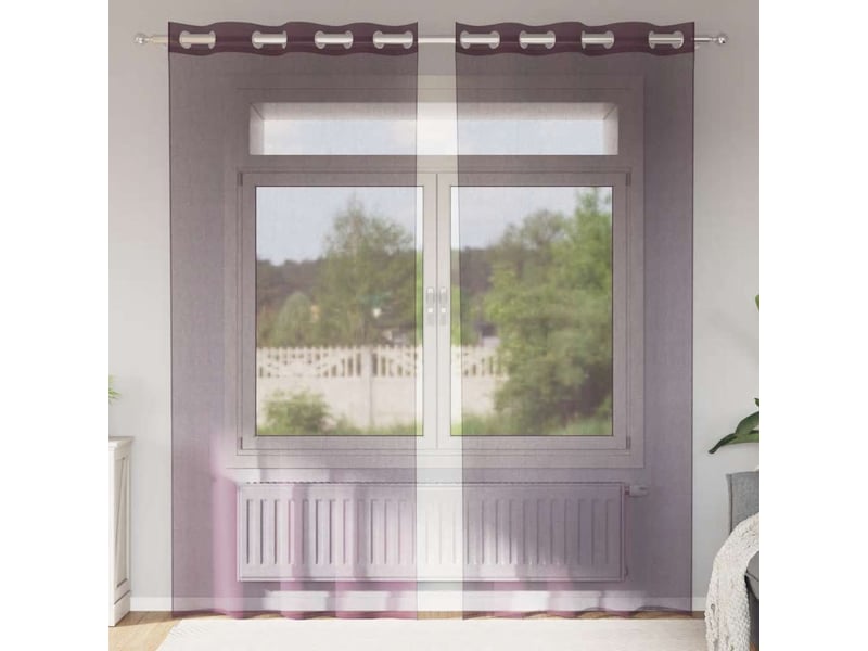  Lot de 2 rideaux en voile, voilages avec œillets violet 140x225 cm cf44438  - Conforama B