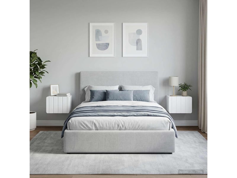  Table de chevet - cabinet de chevet - table de nuit mural 2 pc blanc 33 x 34,5 x 24 cm  - Conforama C