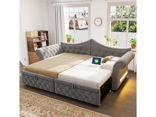Lit banquette 90x200 cm <strong>MODERNLUXE</strong> <strong></strong> coloris gris