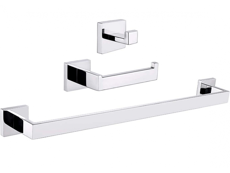 Valaz accessoires de salle de bain carrés chromés, porte-serviettes, cintre et porte-papier toilette - 1 cintre - Conforama A