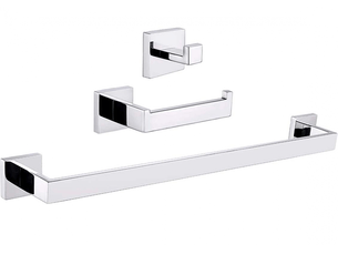 Valaz accessoires de salle de bain carrés chromés, porte-serviettes, cintre et porte-papier toilette - 1 cintre