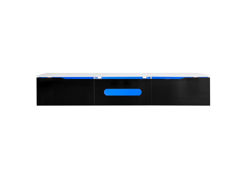  Meuble tv suspendu 180 cm bicolore, led 16 couleurs - design moderne et contemporain  - Conforama A