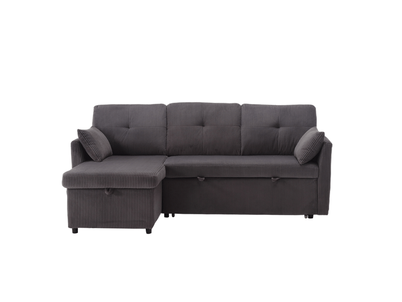 Canapé d'angle convertible 3 places avec rangement 206x108x66 cm gris foncé - Conforama E