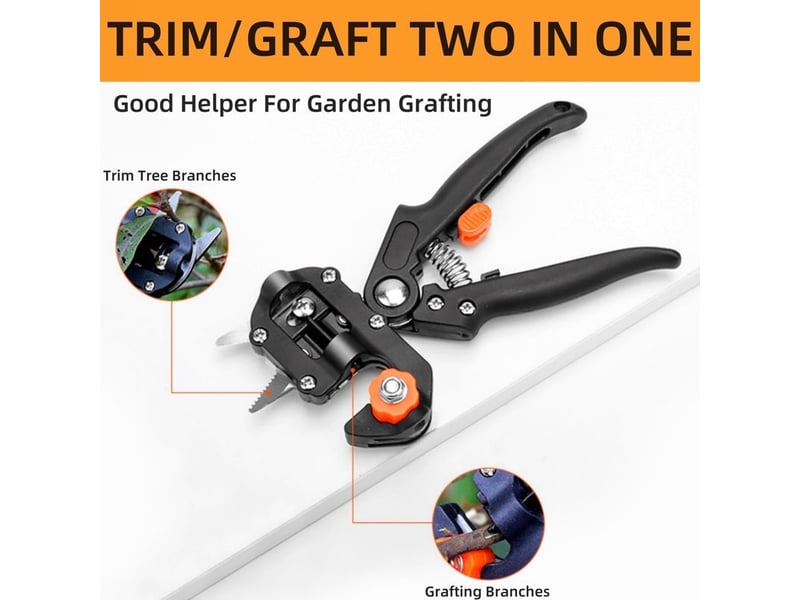 Ciseaux de greffage 2-en-1 avec lames de rechange – kit professionnel pour taille et greffe de plantes, vignes et arbres fruitiers - Conforama E