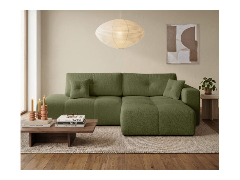  Celine - canapé d'angle fixe convertible 4 places en bouclette  - Conforama B