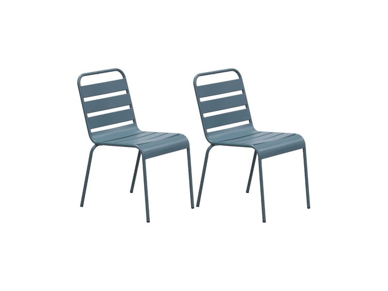 Lot de 2 chaises de jardin en métal bleu gris - baca - Conforama B