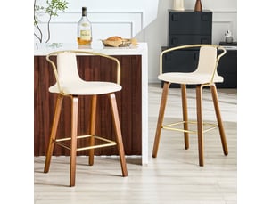tabouret de bar <strong>OKWISH</strong> - blanc hauteur d'assise 67.5 cm vendu Par paire