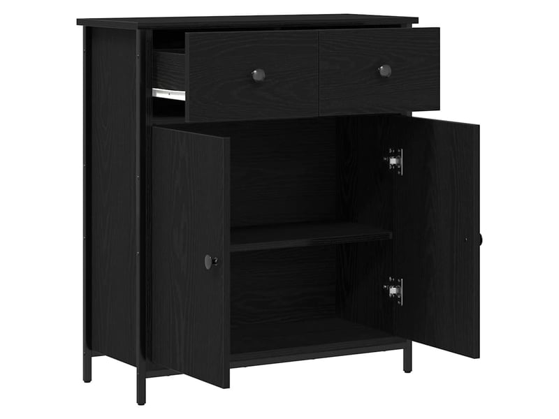  Buffet - bahut - meuble de rangement chêne noir 70 x 30 x 80 cm bois d'ingénierie  - Conforama E