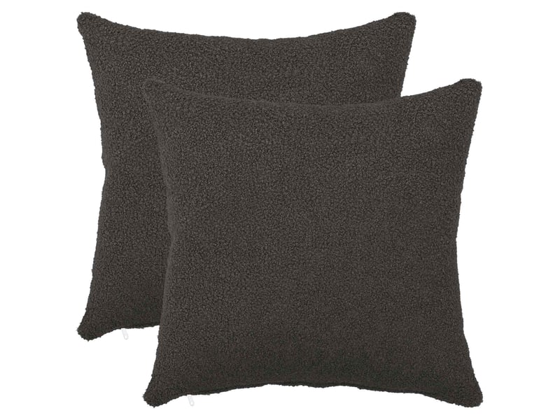 Lot de 2 housses de coussin heerlen gris foncé 45 x 45 cm bouclé cf49443 - Conforama B