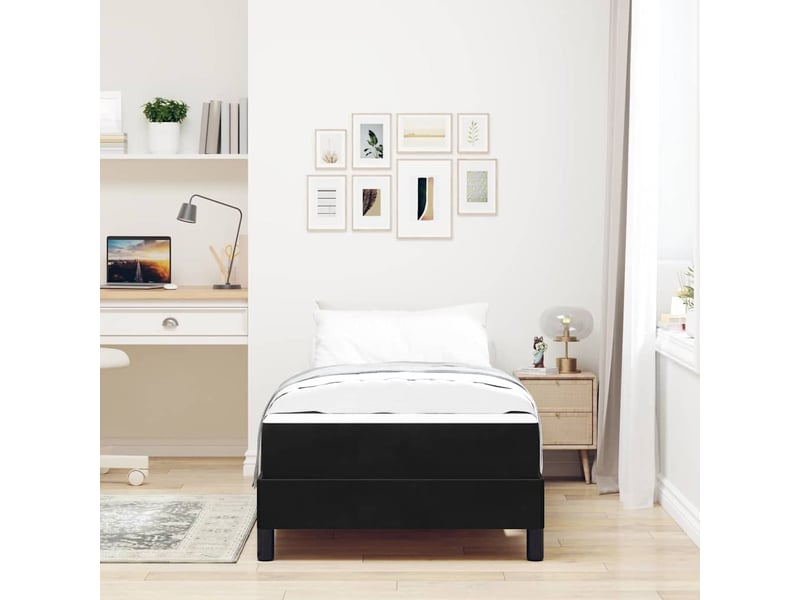  Lit simple- lit adulte -  lit à ressorts avec matelas noir 100 x 200 cm tissu  - Conforama B