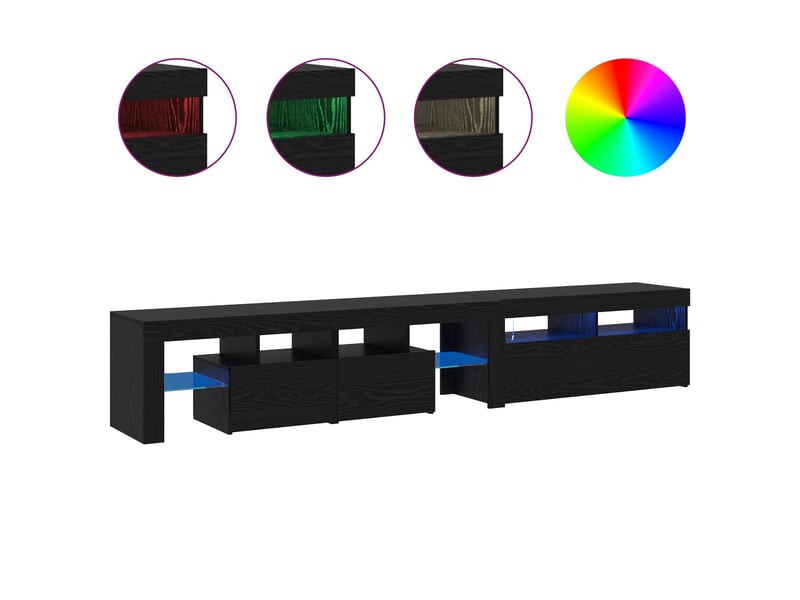  Meuble tv - banc tv - meuble de rangement 2 pcs chêne noir bois d'ingénierie  - Conforama D