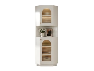 Armoire de salle de bains d'angle 45 x 45 x 166,5 cm blanche en mdf, éclairage et rangement
