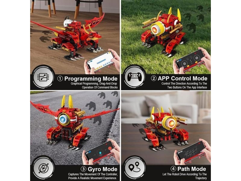  Robot dragon rc 5 en 1 354 pieces avec leds yeux app controle 151498_AAAAL80502_6_DROPFR - Conforama E