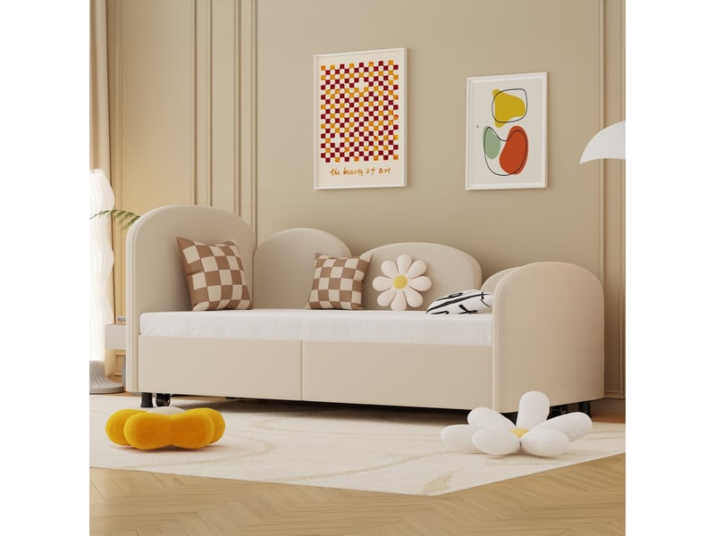Lit de jour SOFTSEA 2 places en velours, tiroirs rangement, canapé-lit moderne - Conforama B