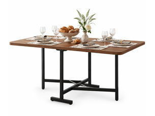 Table à manger pliable 120x80 cm gain de place, support alliage haute résistance, charge 60 kg, style minimaliste, mdf noyer