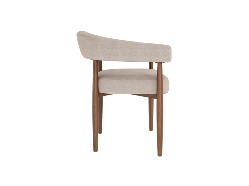 Lot de 6 chaises de salle à manger avec accoudoirs en tissu chenille taupe, 60x59x75 cm  - Conforama R