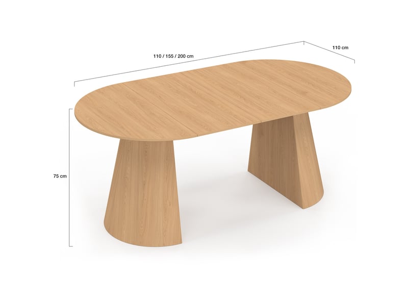 Table à manger ronde extensible angele 4-10 personnes bois effet hêtre 110-200 cm - Conforama E
