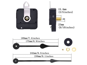 Mécanisme d'horloge de rechange à couple élevé – horloge à faire soi-même – longueur d'axe de 23 mm – aiguilles de 23 cm – mécanisme d'horloge – noir