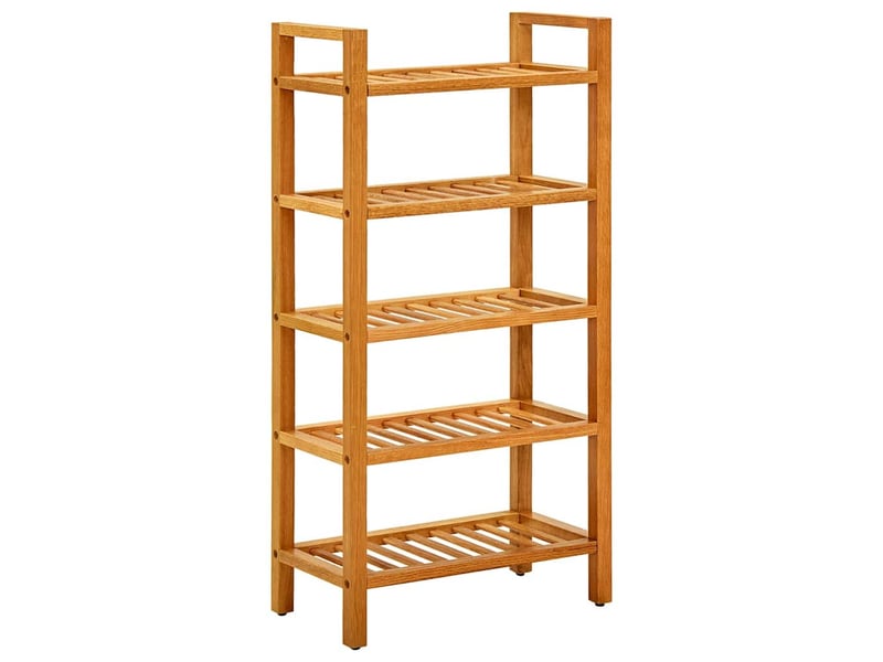  Étagère à chaussures, meuble à chaussures à 5 niveaux 50x27x100 cm chêne massif  - Conforama B