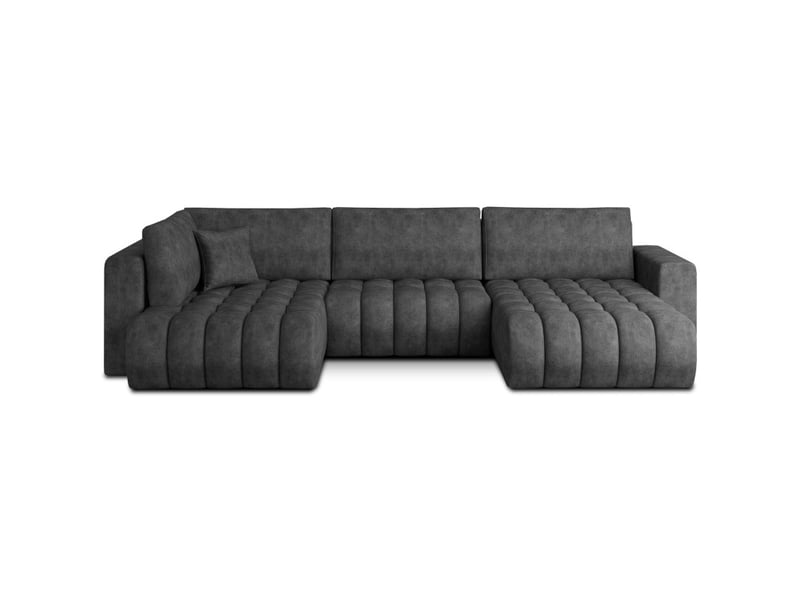 Canapé d'angle bonita convertible 6 places gris foncé tissu chiné – droit – 350x175cm - Conforama A