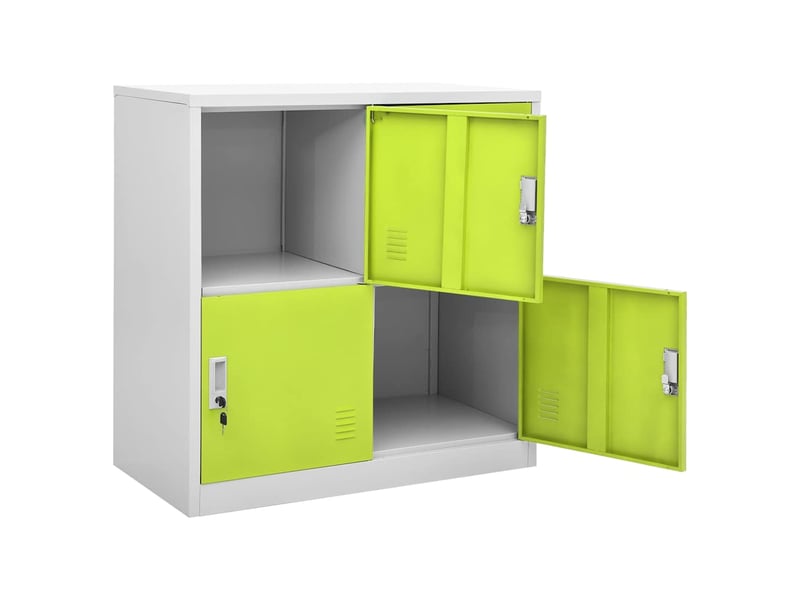  Armoire à casier, rangement de bureau gris clair et vert 90x45x92,5 cm acier shl4002  - Conforama E