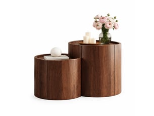 Table basse arrondi(e) coloris marron <strong>MIVRAY </strong> <strong></strong> - 47.5 cmx77.5 cm