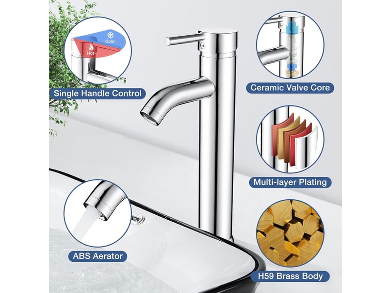  Robinet avec haut robinet pour lavabo ou vasque de salle bain  - Conforama C