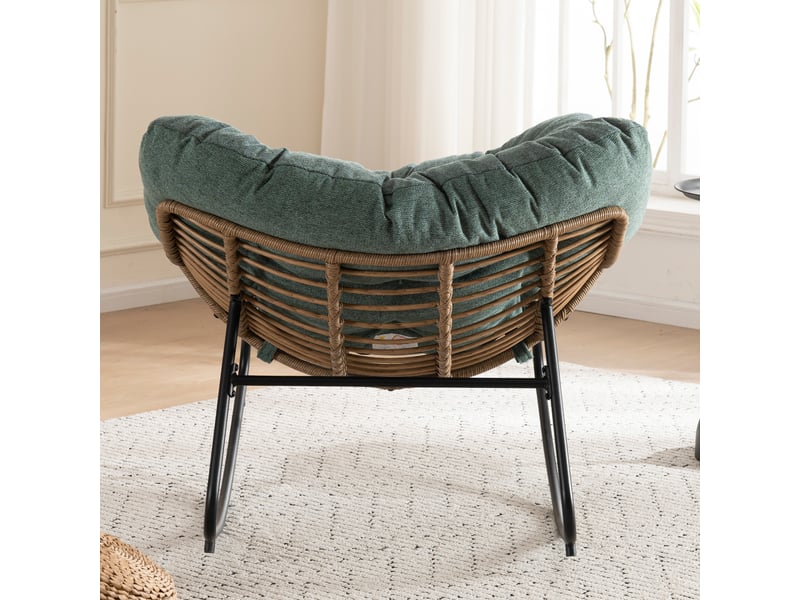  Fauteuil à bascule moderne en chenille avec cadre en métal robuste, charge 158 kg, pour salon et chambre  - Conforama R