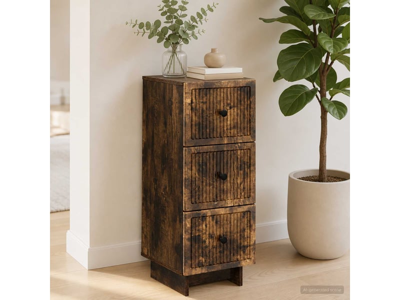  Armoire de rangement bureau, armoire à tiroirs chêne fumé 33 x 34,5 x 90 cm shl97  - Conforama D