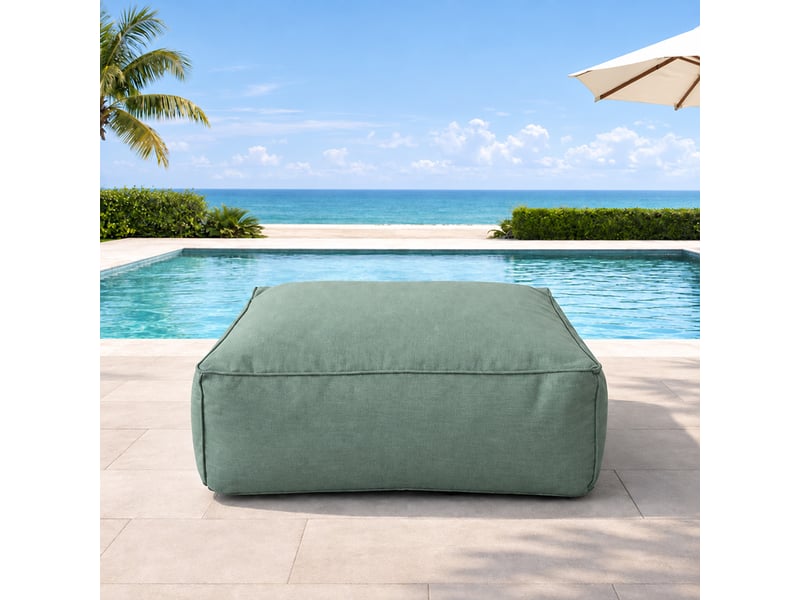  Pouf d’extérieur vert tissu déperlant – 85x85x30 cm praiano  - Conforama D
