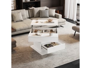 Table basse carré(e) coloris blanc <strong>OOIILLEE</strong> <strong>Luxe haut de gamme</strong> - 70 cmx70 cm