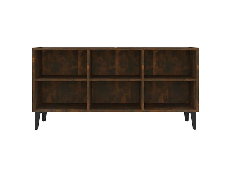  Meuble tv - banc tv - meuble de rangement avec pieds en métal chêne fumé 103,5x30x50 cm  - Conforama D