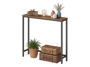 Console, avec plateau monobloc, pour salon, montage facile, 1 niveau, 20 x 80 x 81,2 cm, marron et noir