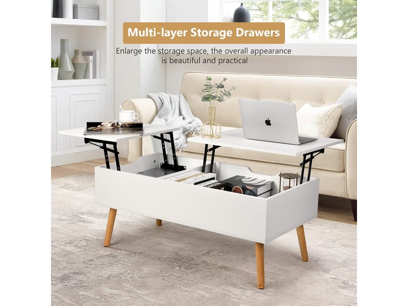  Table basse extensible à plateau relevable (blanche)  - Conforama D