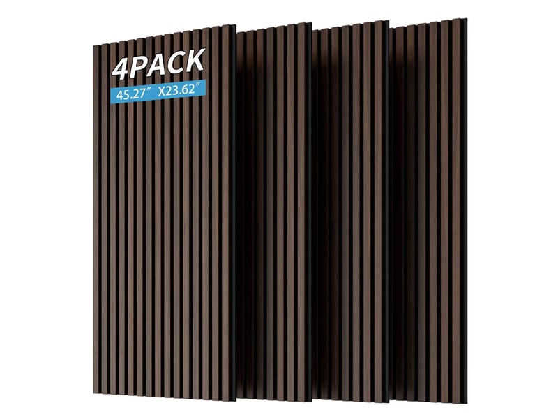  Lot de 4 panneaux acoustiques muraux 3d en bois, noyer foncé, 120 x 60 cm  - Conforama D