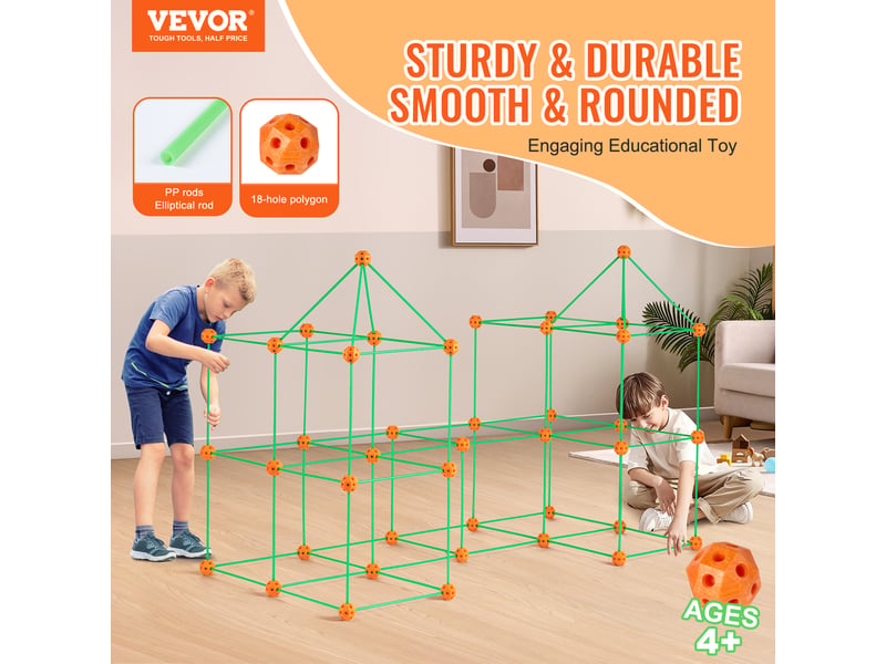  Vevor kit construction fort enfants, 140 pièces, stem, brillent dans noir.  - Conforama B