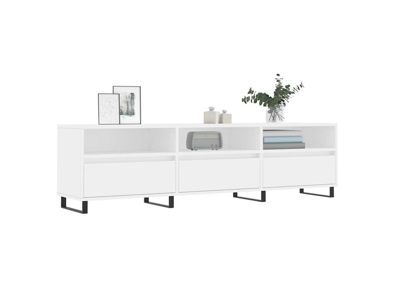  Meuble tv - banc tv - meuble de rangement blanc 150x30x44,5 cm bois d'ingénierie  - Conforama C