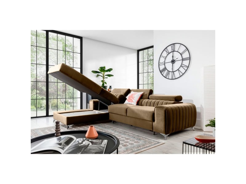 Canapé d'angle gauche marron clair convertible 3 places jayson convertible 3 places - Conforama B
