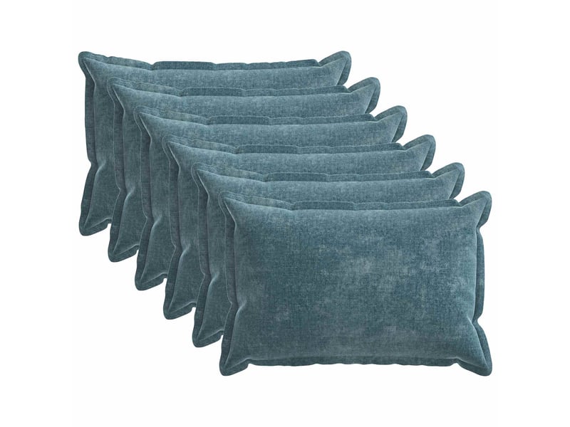  Lot de 6 housses de coussin houten bleu 30 x 50 cm tissu chenille cf49796  - Conforama A
