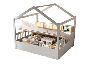 Lit cabane 140x200 cm REDOM coloris gris