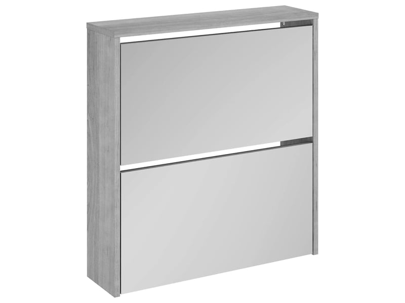  Meuble à chaussure, armoire à chaussures miroir 2 niveaux sonoma gris 63x17x67 cm  - Conforama A