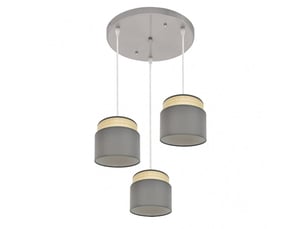 Plafonnier suspendu fabrilamp kandy naturelgris 3 x e27 hauteur réglable 45-108 cm 39x39 cm